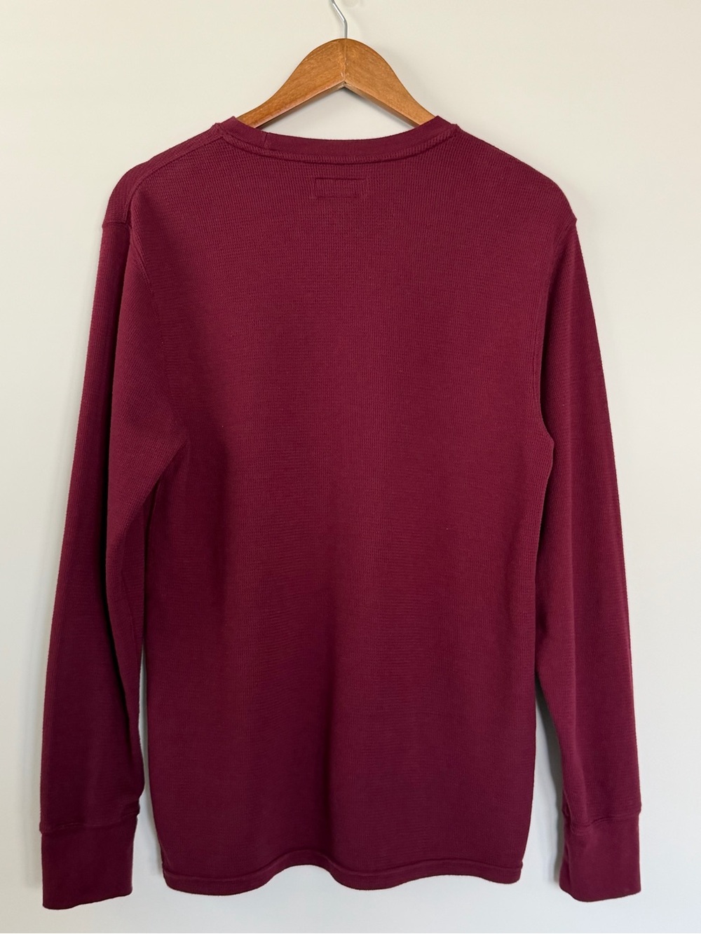 Polo Ralph Lauren Waffle Knit Thermal Shirt Maroon Navy Pony Logo L - Picture 4 of 10